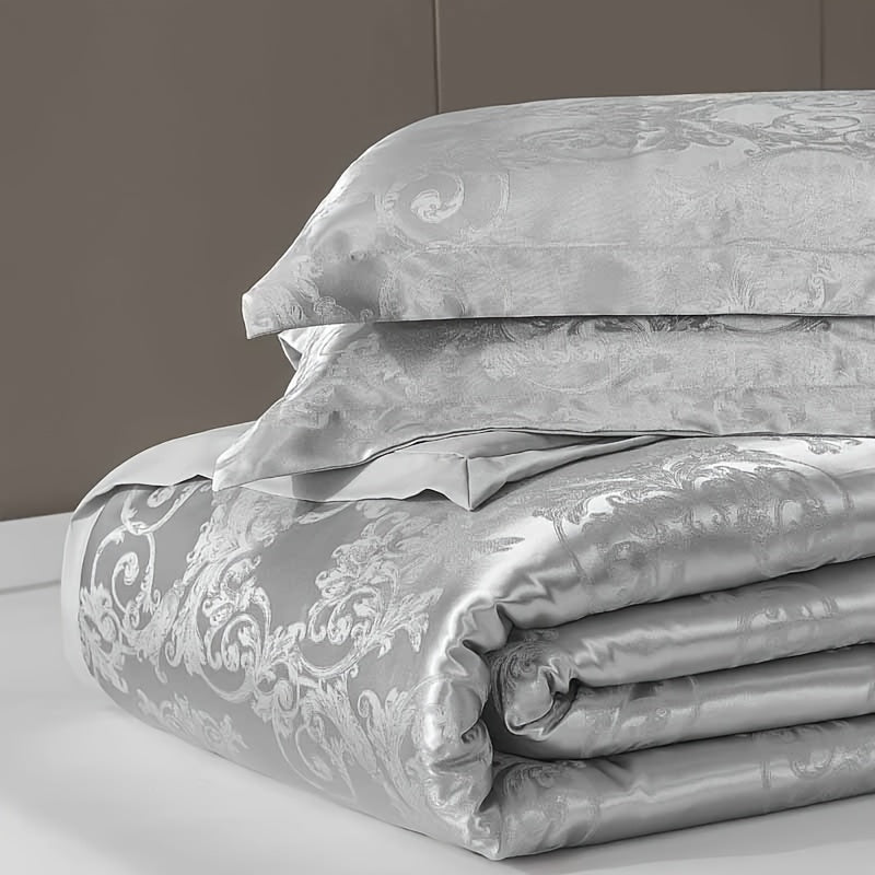 2/3pcs, Jacquard Satin Luxury Duvet Set, Thickened Warm Down Comforters (Duvet*1+Pillowcase*1/2), Soft And Comfortable Bedding, Available In All Seasons