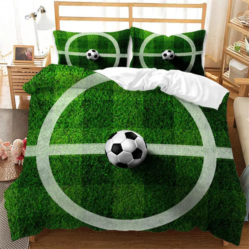Kids Football Duvet Cover Set For Boys Girls Bedroom Decor Sports Balls Bedding Set Full Size Microfiber Soccer Comforter Cover