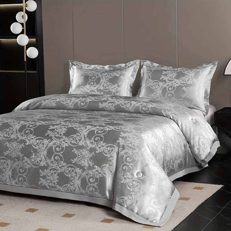 2/3pcs, Jacquard Satin Luxury Duvet Set, Thickened Warm Down Comforters (Duvet*1+Pillowcase*1/2), Soft And Comfortable Bedding, Available In All Seasons