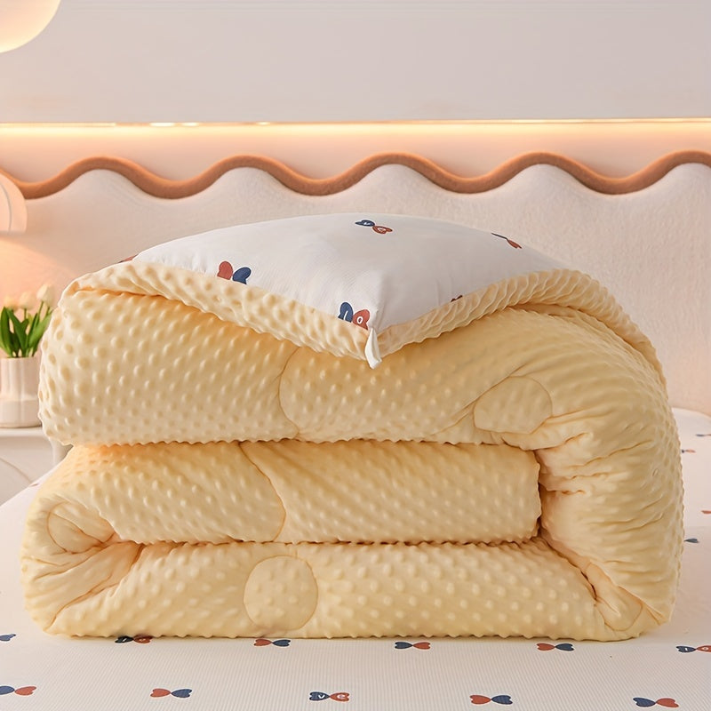 1pc Bean Velvet Comforter Insert - All Season Ultra Soft Breathable Winter Thick Quilt Core, Bedroom Warm Autumn And Winter Comforter