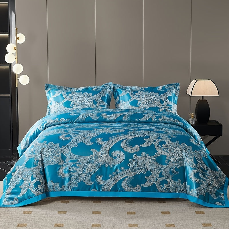 2/3pcs, Jacquard Satin Luxury Duvet Set, Thickened Warm Down Comforters (Duvet*1+Pillowcase*1/2), Soft And Comfortable Bedding, Available In All Seasons