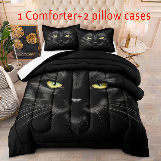 1pc Black Cat Print Comforter For Teens Boys Kids, Soft Comfortable Bedding, For Bedroom, Guest Room