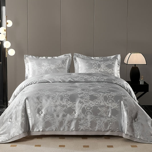 2/3pcs, Jacquard Satin Luxury Duvet Set, Thickened Warm Down Comforters (Duvet*1+Pillowcase*1/2), Soft And Comfortable Bedding, Available In All Seasons