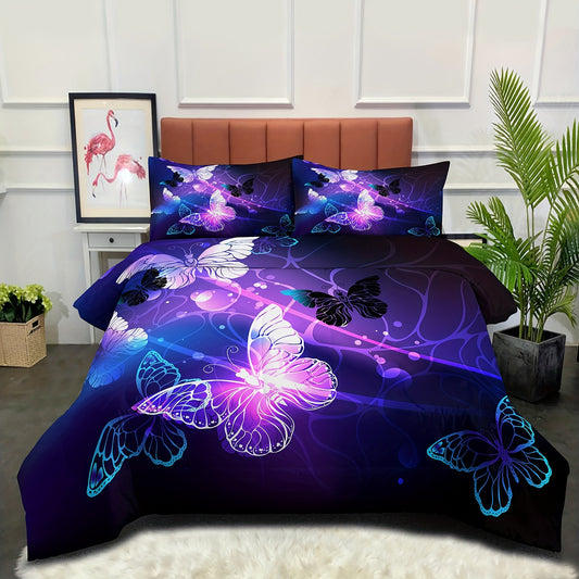 2/3pcs Modern Fashion Comforter Set, Dreamy Butterfly Print Microfiber Bedding Set, Soft Comfortable And Skin-friendly Comforter For Bedroom, Guest Room (1*Comforter + 1/2*Pillowcase, Without Core)