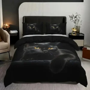 Black Cat Digital Printed Duvet Set