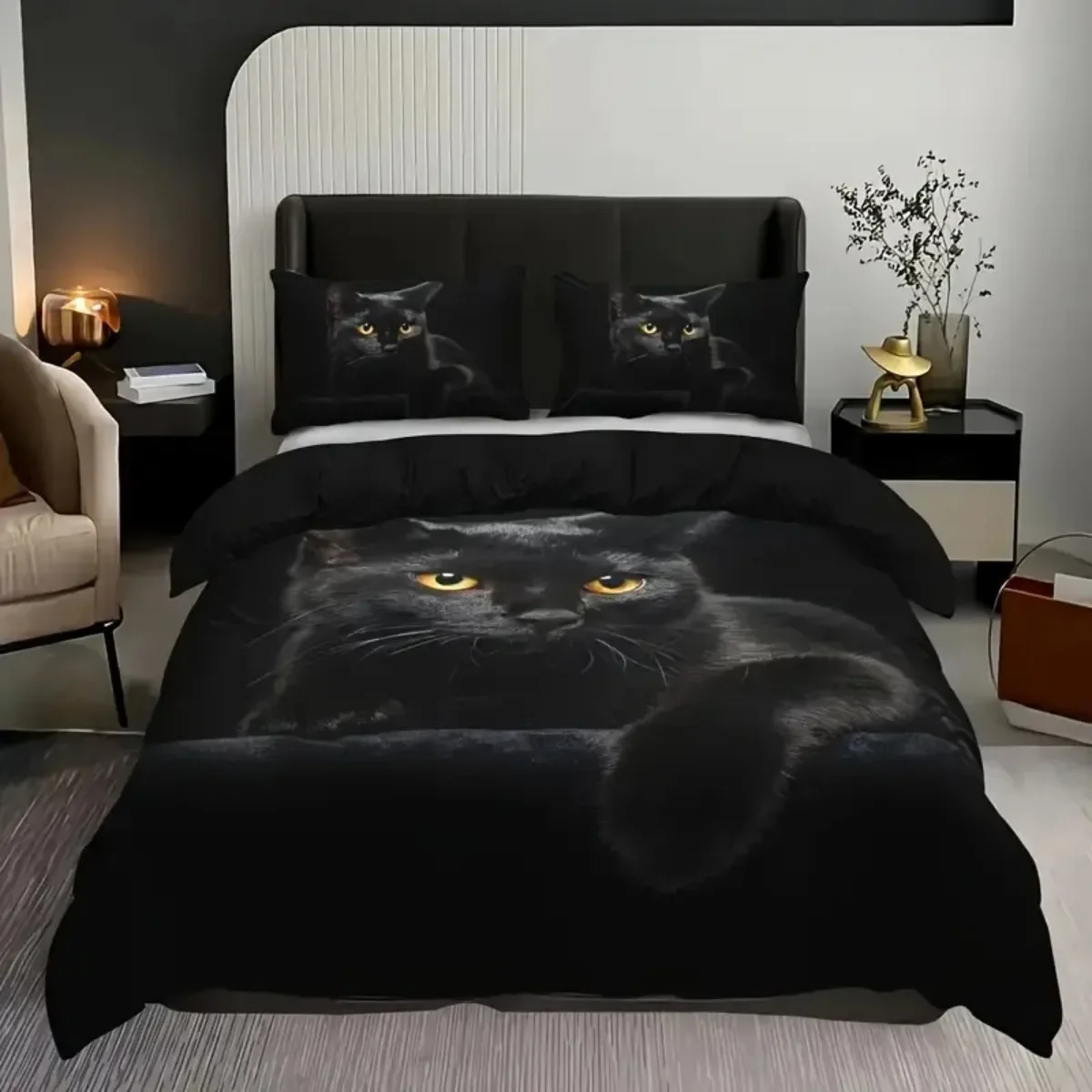 Black Cat Digital Printed Duvet Set