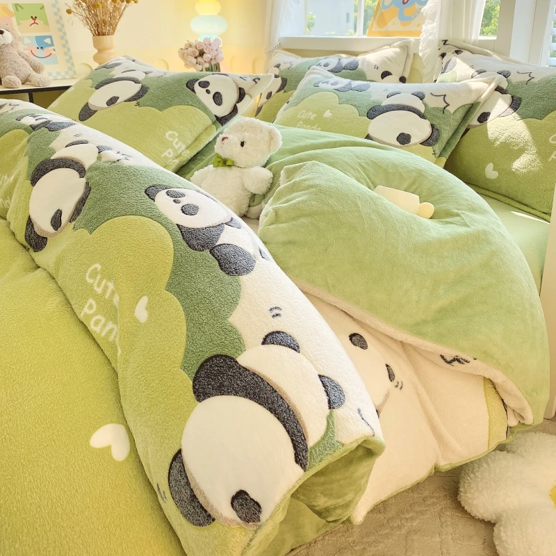 Cute Panda Milk Velvet Duvet Cover