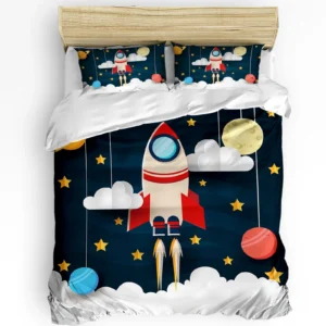 Cartoon Spaceship Rocket Duvet Set