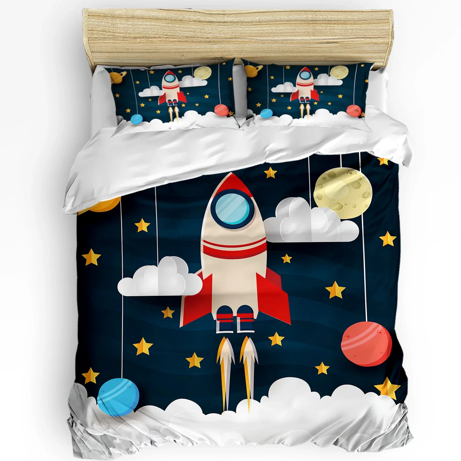 Cartoon Spaceship Rocket Duvet Set