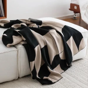 Khaki Black Geometric Blanket