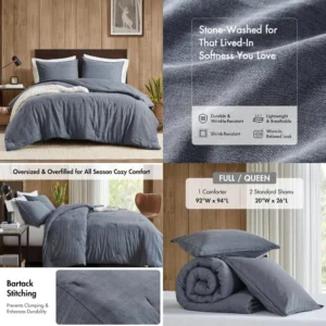 Stone Washed Queen Comforter Set