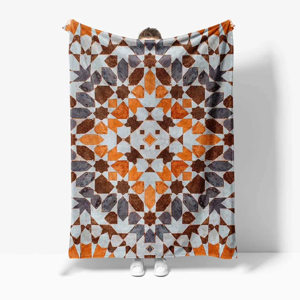 Patchwork Geometric Quilted Blanket